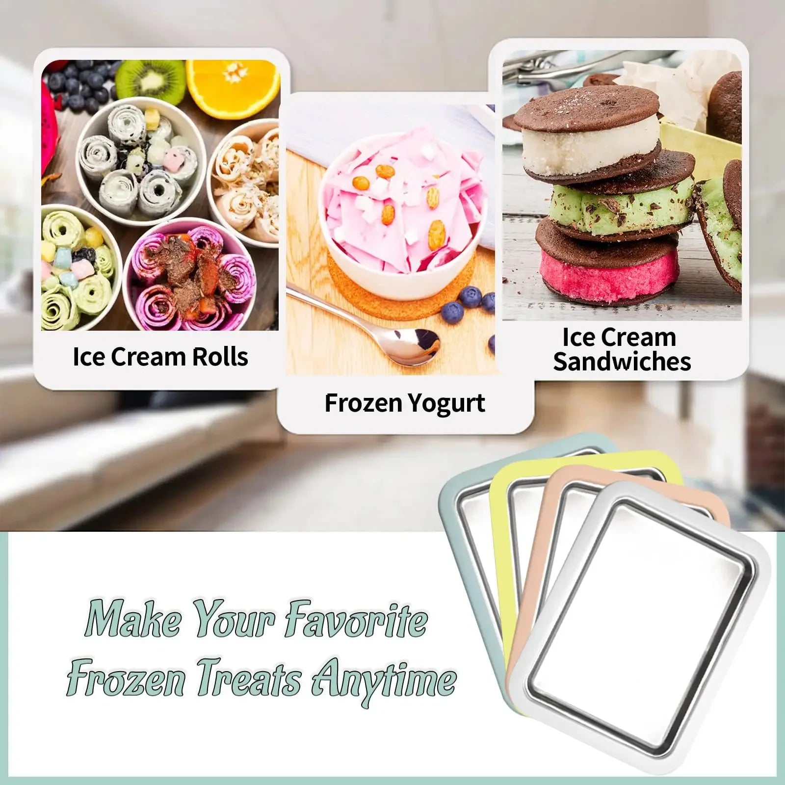 Household DIY Rolled Fried Ice Cream Maker Multifunctional Cold Sweet Ice Pan Frozen Yogurt Gelato Machine Homemade Frozen Desse