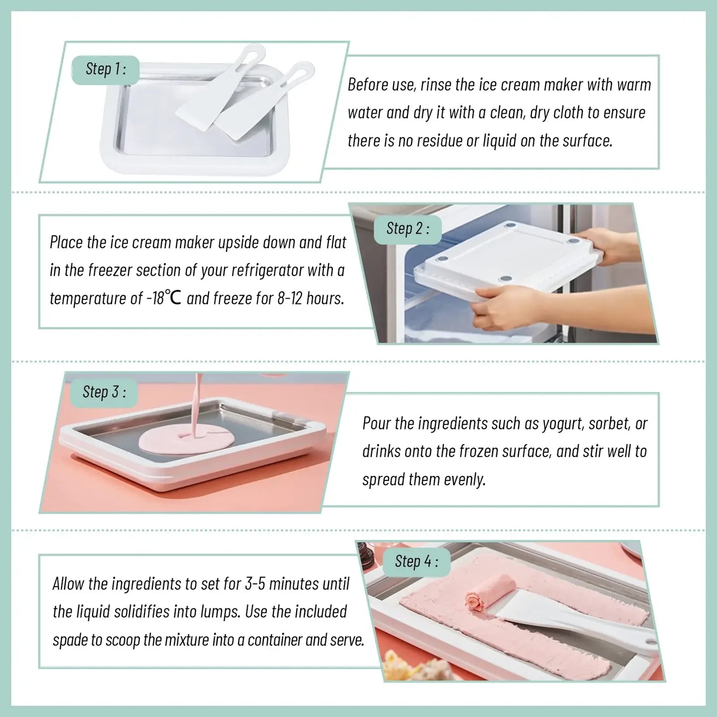 Household DIY Rolled Fried Ice Cream Maker Multifunctional Cold Sweet Ice Pan Frozen Yogurt Gelato Machine Homemade Frozen Desse